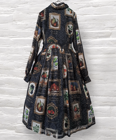 Fruit Still Life Art Museum one-piece dress（Black）