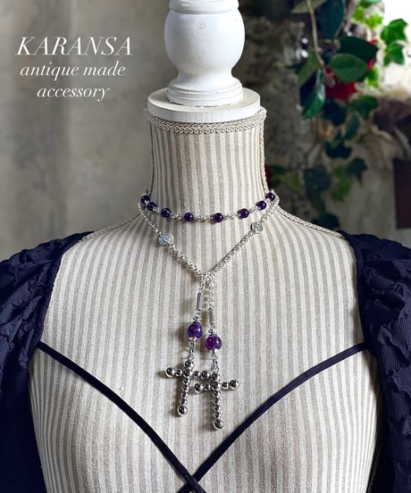 KARANSA/カランサ　KN-557《イレブンクロス・アメジスト》天然石ラリエットネックレス
