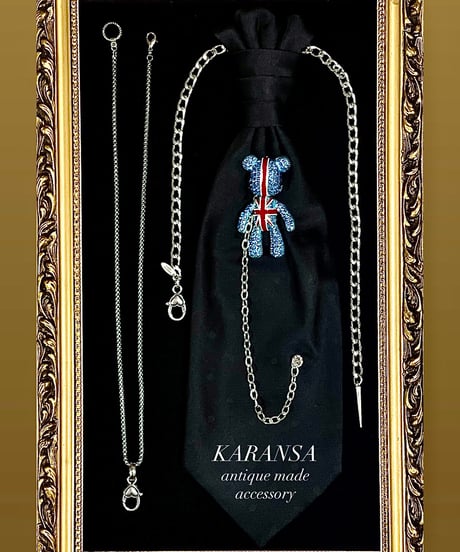 KARANSA/カランサ　KN-549《ブリティッシュベア・アスコットタイ》 シルク製アスコットタイ＆ ネックレス＆ブローチ3way