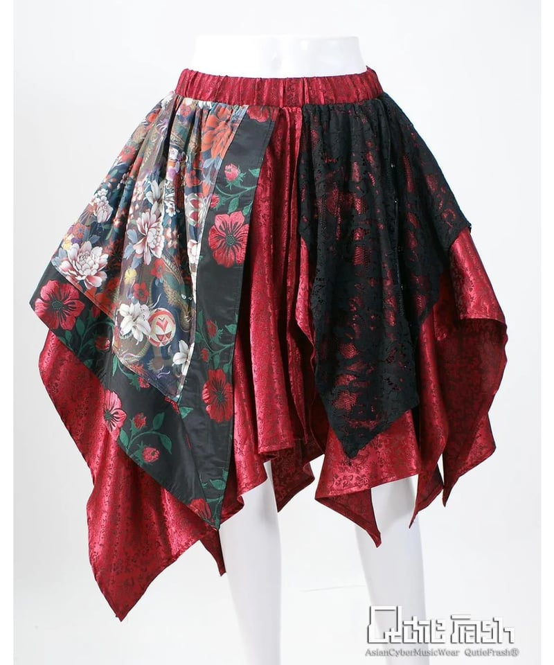 ⑧QutieFrash 和柄アシンメトリースカート QutieFrash/キューティーフラッシュ 2004-SK 和柄アシメスカート | Arco