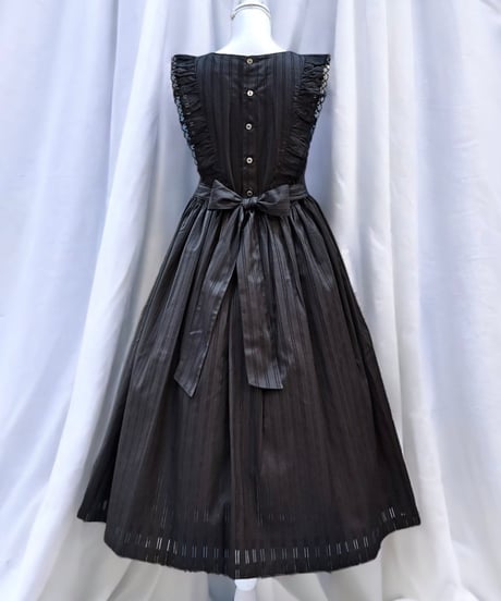 Perla nell' ostrica　トーションレース付きノースリーブワンピース（BK×BK）Mサイズ