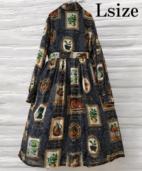 Fruit Still Life Art Museum one-piece dress（Black）