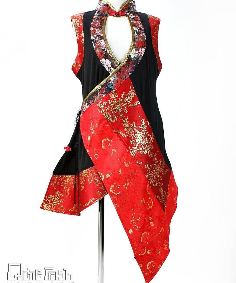 キューティーフラッシュ 着物チュニック ピンク QutieFrash/キューティーフラッシュ 9891-OP 胸開きチャイナチュニック