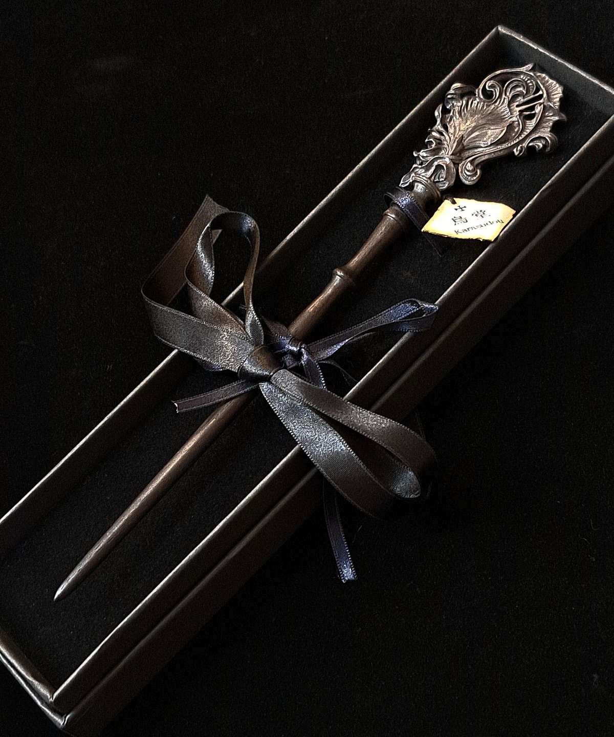 古美術　ガラス簪　「竹に雀」 古美術 ガラス簪 「竹に雀」