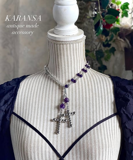 KARANSA/カランサ　KN-557《イレブンクロス・アメジスト》天然石ラリエットネックレス