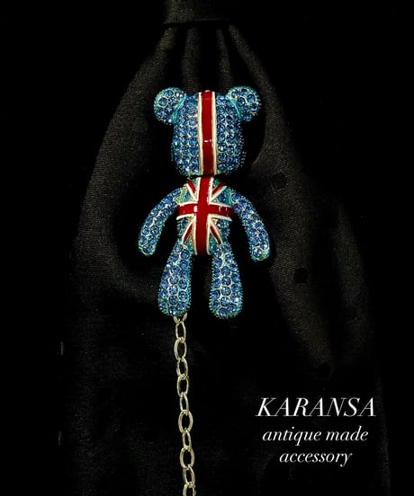 KARANSA/カランサ　KN-549《ブリティッシュベア・アスコットタイ》 シルク製アスコットタイ＆ ネックレス＆ブローチ3way