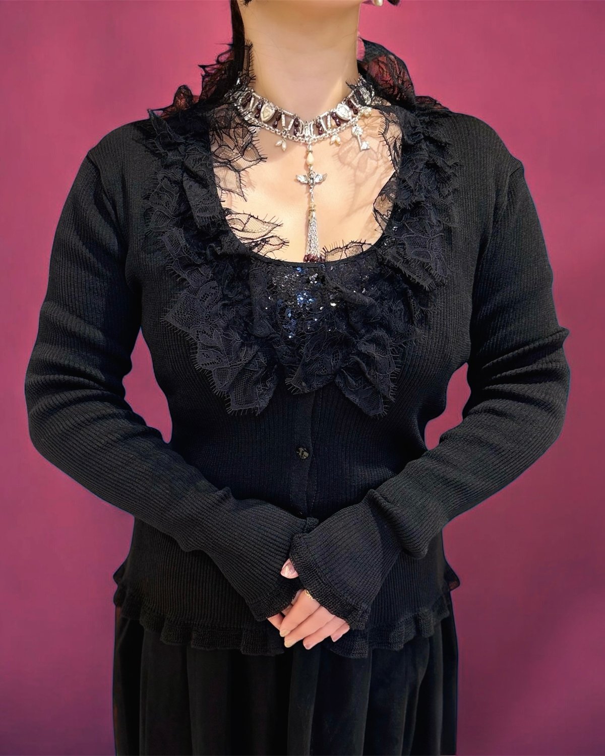 4298 SHIZUKA KOMURO ペールリブニットカーディガン[551-980092]*