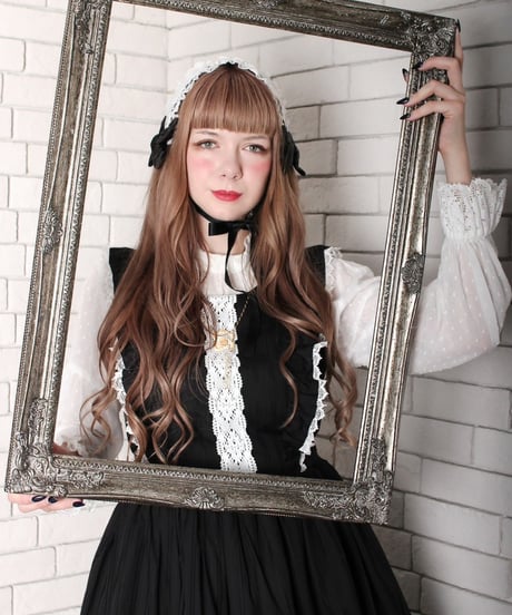 Perla nell' ostrica　トーションレース付きノースリーブワンピース（BK×WH）◆ SALE ◆