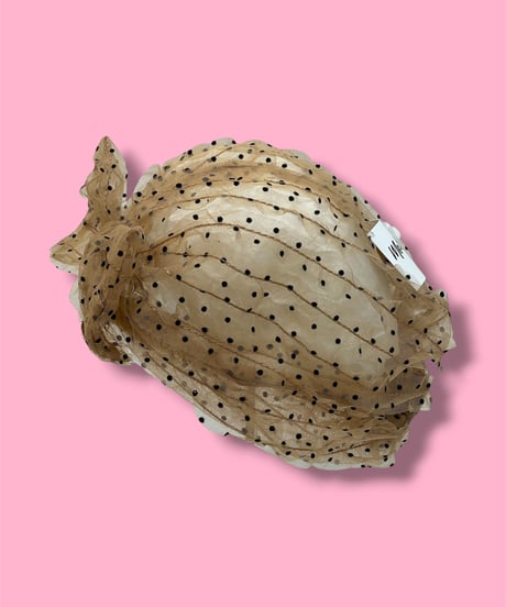 mother's made/マザーズメイド　505803 ドットチュールリボンキャップ(茶)