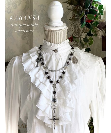 KARANSA/カランサ　KN-488《聖ジョバンニのロザリオ・ガーネット》 ロザリオ風ネックレス3way