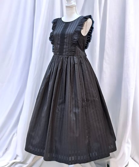 Perla nell' ostrica　トーションレース付きノースリーブワンピース（BK×BK）Mサイズ