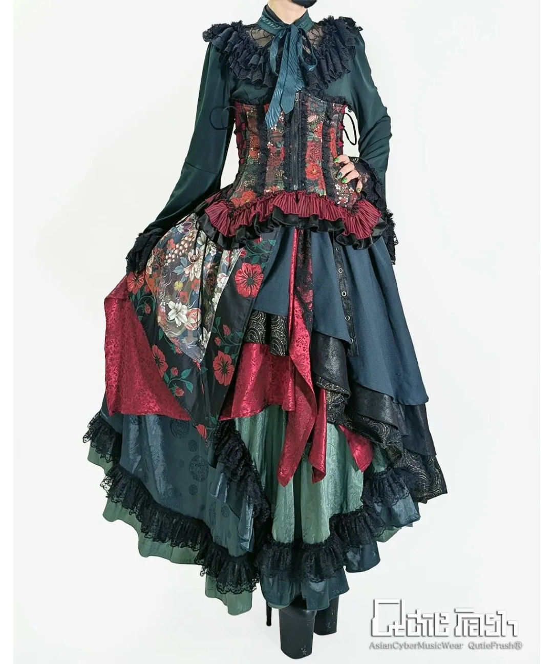 キューティーフラッシュ　アシメラップスカート　赤 Qutie Frash】 アシメラップスカート-TyCHE iero(旧KERA SHOP金沢店）