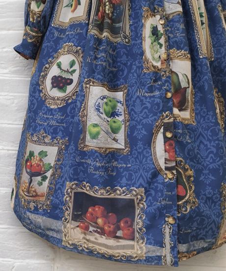 Fruit Still Life Art Museum one-piece dress（Blue）L size