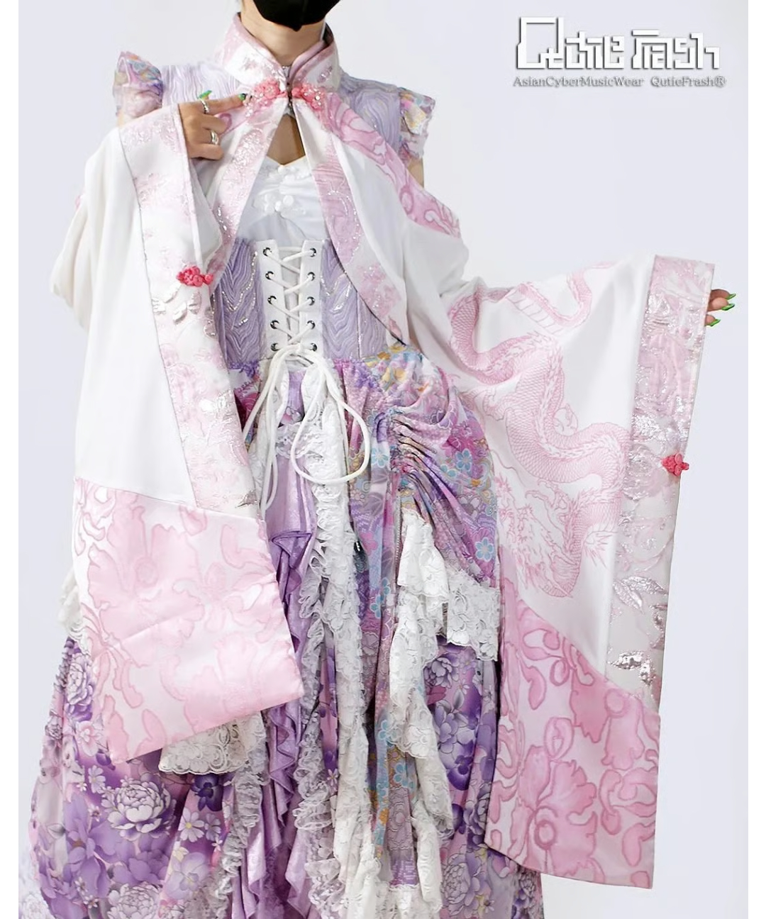 QutieFrash/キューティーフラッシュ 9896-CD チャイナオフショル着物