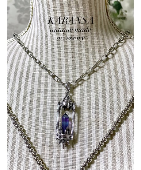 KARANSA/カランサ　KN-571 《シャトーキャンドル・蛍石＆アメジスト》  天然石ネックレス2way