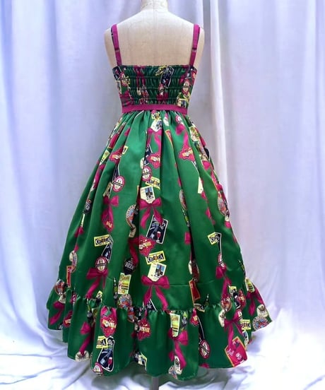 Perla nell' ostrica　Tipsy Ribbon Jumper Skirt（Green）Lサイズ