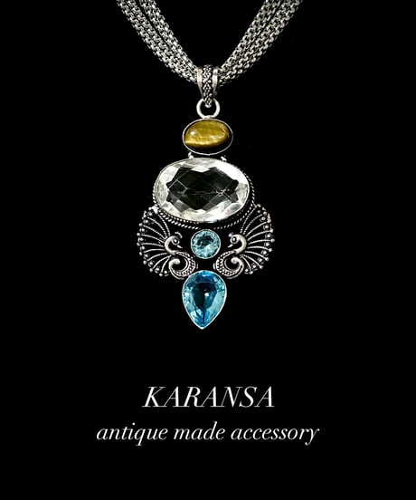KARANSA/カランサ　KN-546《ホーリーマプチャ・水晶＆ ブルートパーズ＆ヘマタイト》  天然石ネックレス ネックレス