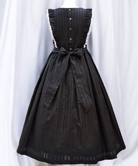 Perla nell' ostrica　トーションレース付きノースリーブワンピース（BK×WH）◆ SALE ◆