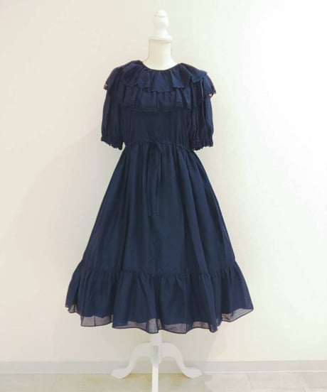 Perla nell' ostrica　222021　フリルカラーワンピース（ネイビー）◆ SALE ◆