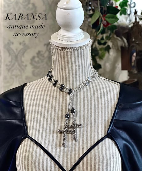 KARANSA/カランサ　KN-547《イレブンクロス・ヘマタイト》 天然石ラリエットネックレス