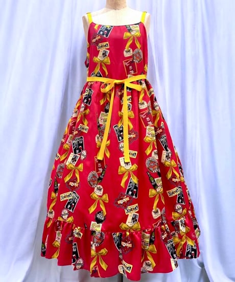 Perla nell' ostrica　Tipsy Ribbon Jumper Skirt（Red）