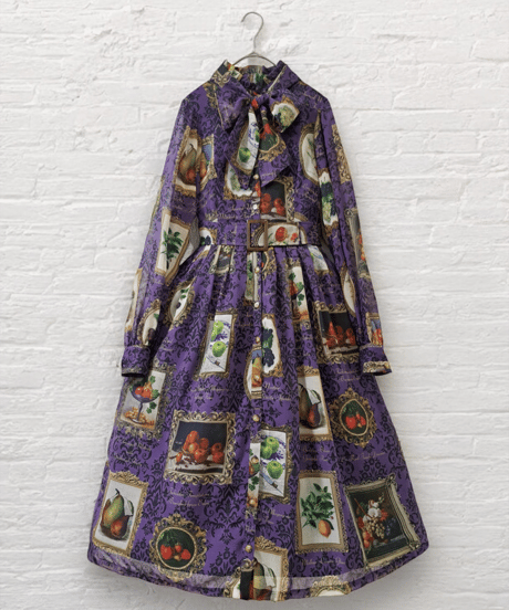 Fruit Still Life Art Museum one-piece dress（Purple）