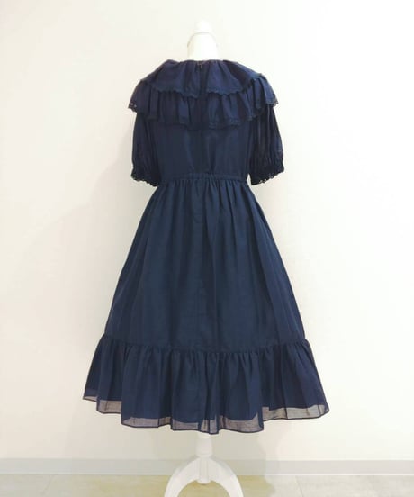 Perla nell' ostrica　222021　フリルカラーワンピース（ネイビー）◆ SALE ◆
