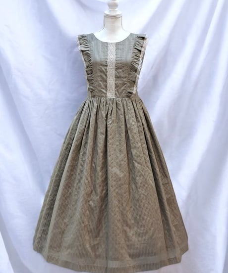 Perla nell' ostrica　トーションレース付きノースリーブワンピース（チャコール）◆ SALE ◆