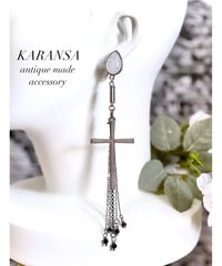 KARANSA/カランサ　KE-73《流星クロス・水晶》天然石イヤリング2way