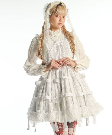 h.NAOTO/エイチ・ナオト　White Rose Bird Cage Dress (White)【M/Lサイズ】