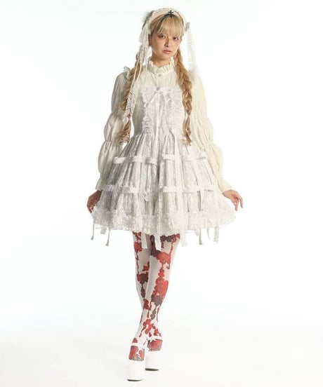h.NAOTO/エイチ・ナオト　White Rose Bird Cage Dress (White)【M/Lサイズ】