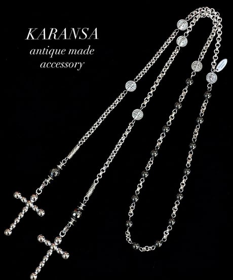 KARANSA/カランサ　KN-547《イレブンクロス・ヘマタイト》 天然石ラリエットネックレス