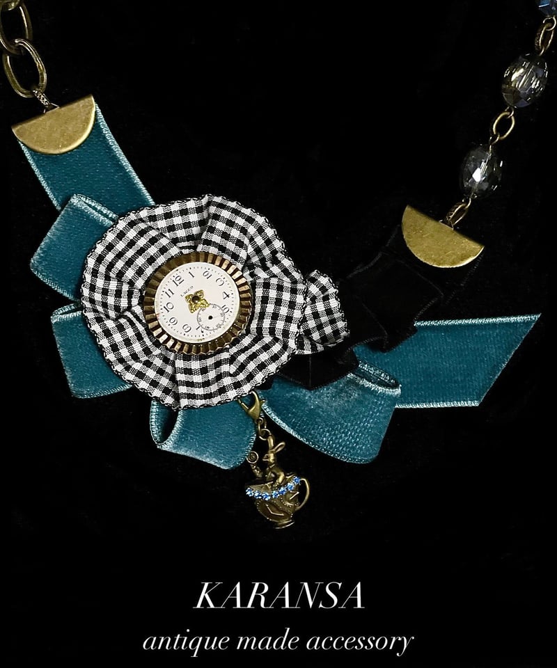 まあこ様　アクセサリー2 KARANSA/カランサ KN-517《アリス・リボンデコ・青》 ネックレス