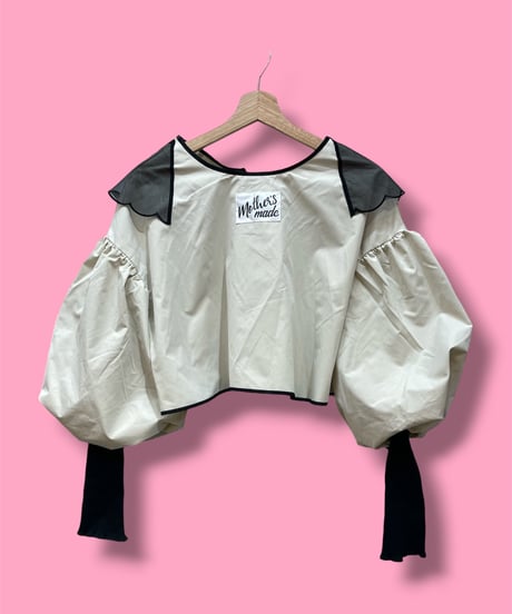 mother's made/マザーズメイド　603302 パフスリーブトップス チューリップ(ベージュ×黒)