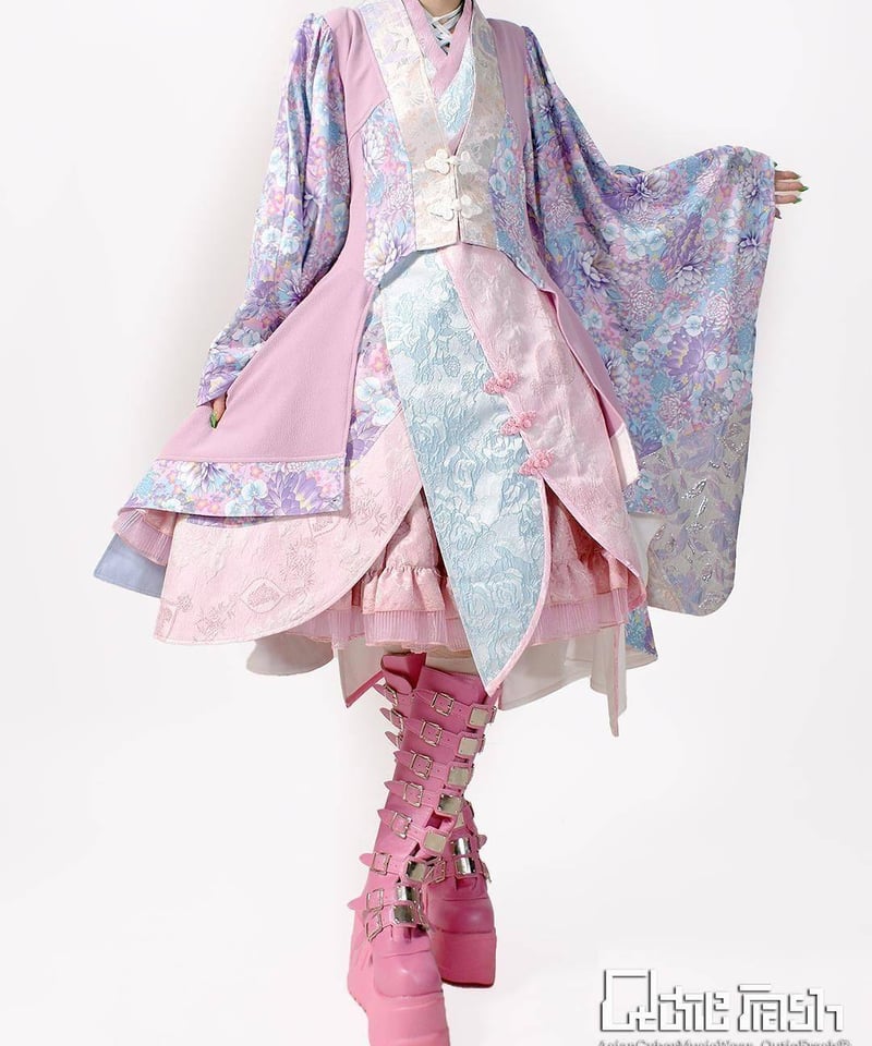 QutieFrash/キューティーフラッシュ9911-CD サイドロング着物カーデ