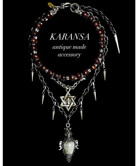 KARANSA/カランサ　KN-564《ダビデ王Ⅱ・ガーネット＆ラブラドライト》 天然石・チョーカーネックレス3way