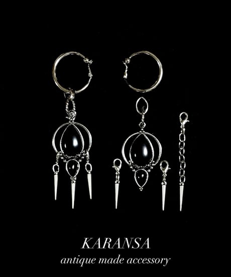KARANSA/カランサ　KE-76 《ムーンショット・オニキス》 天然石イヤリング3way