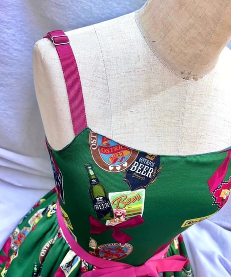 Perla nell' ostrica　Tipsy Ribbon Jumper Skirt（Green）Lサイズ