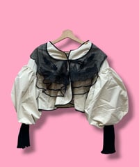 mother's made/マザーズメイド　603302 パフスリーブトップス チューリップ(ベージュ×黒)