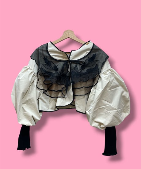 mother's made/マザーズメイド　603302 パフスリーブトップス チューリップ(ベージュ×黒)