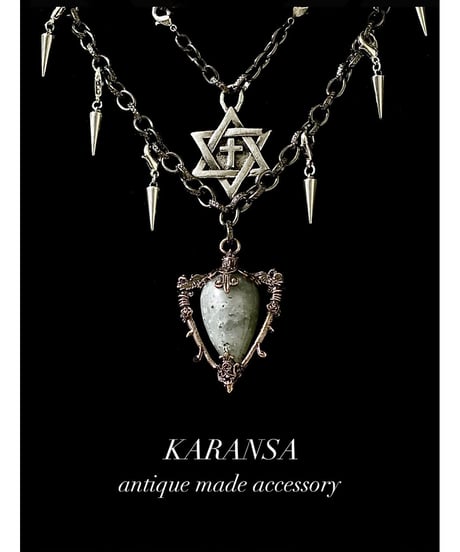 KARANSA/カランサ　KN-564《ダビデ王Ⅱ・ガーネット＆ラブラドライト》 天然石・チョーカーネックレス3way