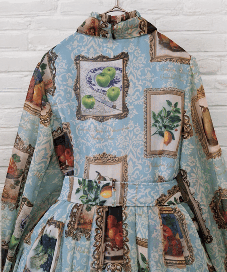 Fruit Still Life Art Museum one-piece dress（sax）