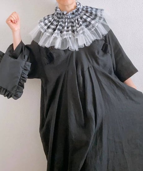 DRESS ME/ドレスミー　つけ襟 GINGHAM(BK)