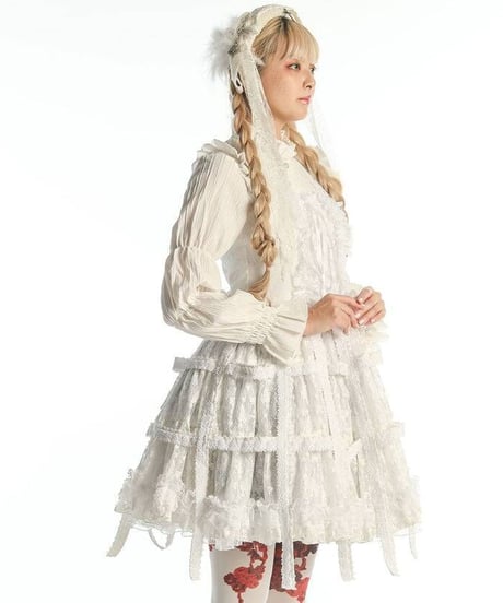 h.NAOTO/エイチ・ナオト　White Rose Bird Cage Dress (White)【M/Lサイズ】