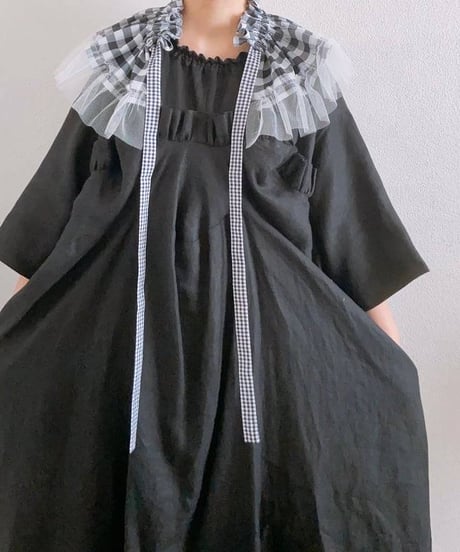 DRESS ME/ドレスミー　つけ襟 GINGHAM(BK)