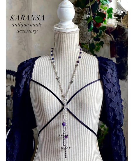 KARANSA/カランサ　KN-557《イレブンクロス・アメジスト》天然石ラリエットネックレス