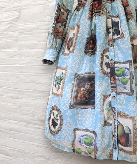 Fruit Still Life Art Museum one-piece dress（sax）