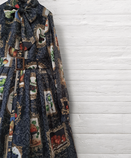 Fruit Still Life Art Museum one-piece dress（Black）