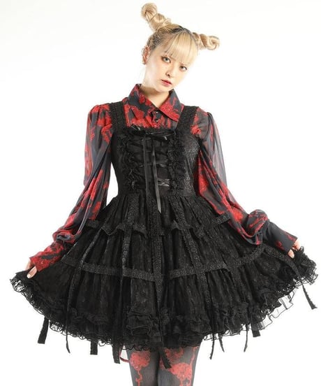 h.NAOTO/エイチ・ナオト　Rose Bird Cage Dress (Black)【M/Lサイズ】