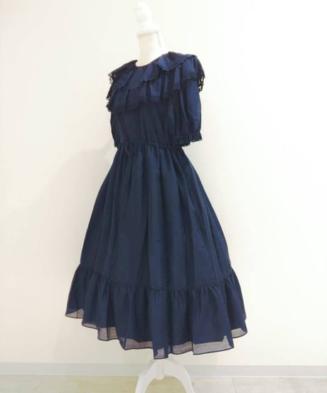Perla nell' ostrica　222021　フリルカラーワンピース（ネイビー）◆ SALE ◆